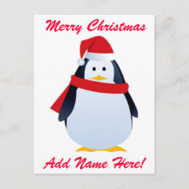 Julpenguin i tomten helg vykort