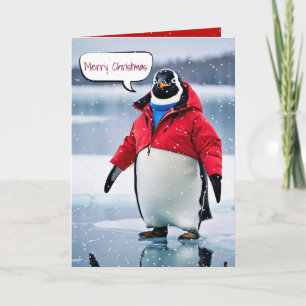 Julpenguin med röd Jacka Kort