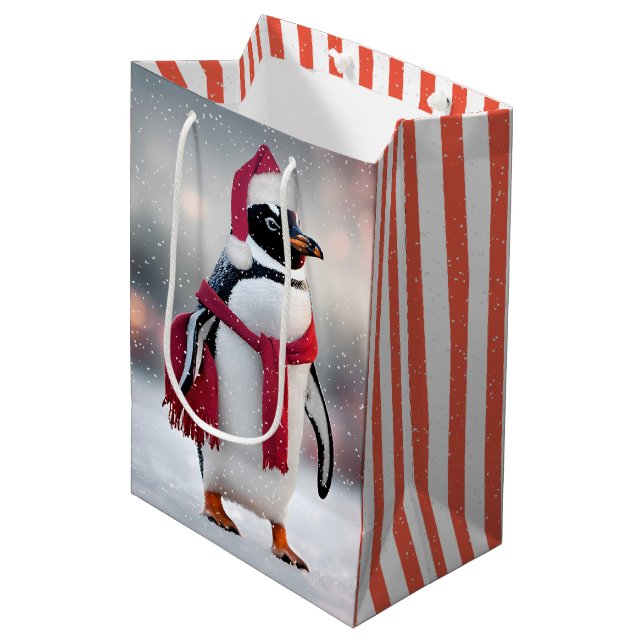 Julpenguin med rödscarf (Framsidan Vinklad)