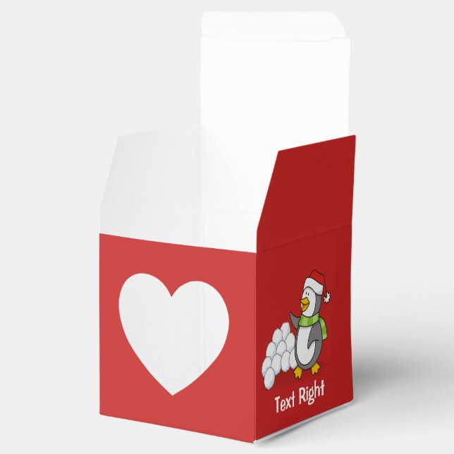 Julpenguin med snö bollar som viftar presentaskar (Öppnad)
