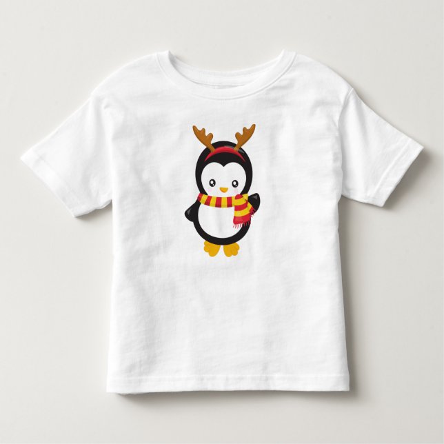 Julpenguin, Penguin med Scarf, Antlers T Shirt (Framsida)