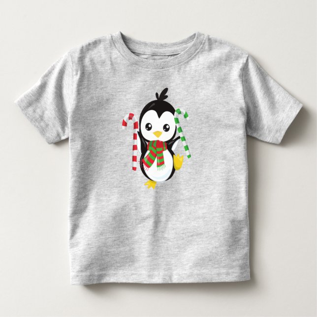 Julpenguin, Penguin med Scarf, Candy cane T Shirt (Framsida)