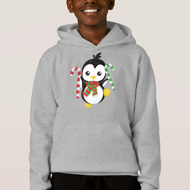 Julpenguin, Penguin med Scarf, Candy cane T Shirt (Framsida)