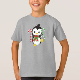 Julpenguin, Penguin med Scarf, Candy cane T Shirt
