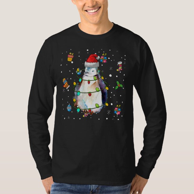 Julpenguin Santa Hat Ljus Ornaments Julafton T Shirt (Framsida)
