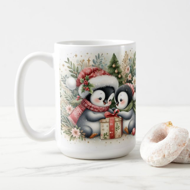 Julpenguiner 5 kaffemugg (Med munk)
