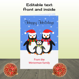 Julpenguiner glad helg redigerbar text