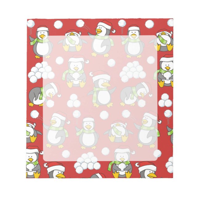 Julpenguins bakgrund anteckningsblock (Framsida)