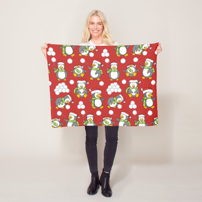 Julpenguins bakgrund fleecefilt (På plats)