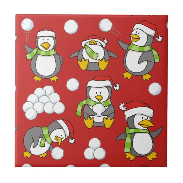 Julpenguins bakgrund kakelplatta (Framsidan)