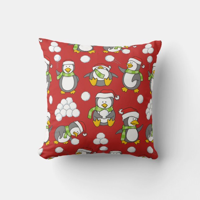 Julpenguins bakgrund kudde (Framsida)