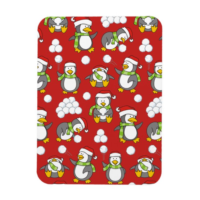 Julpenguins bakgrund magnet (Vertikal)