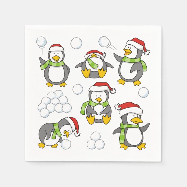 Julpenguins bakgrund pappersservett (Framsidan)