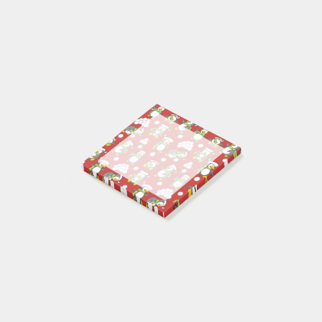 Julpenguins bakgrund post-it block (Vinklad)