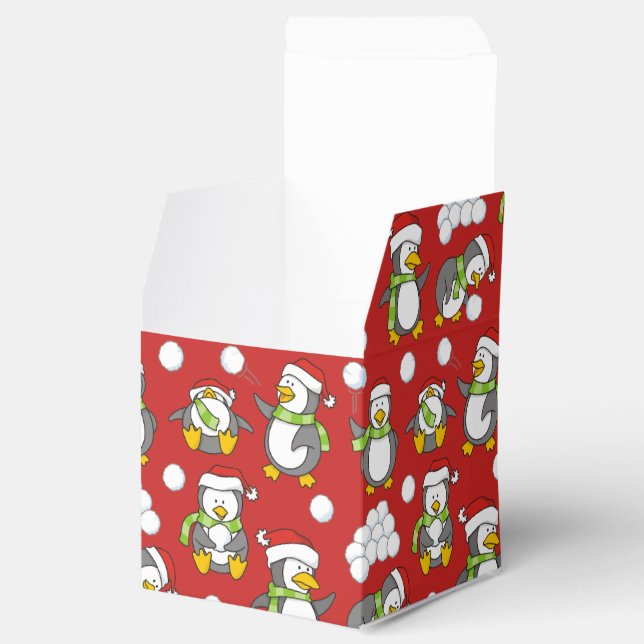 Julpenguins bakgrund presentaskar (Öppnad)