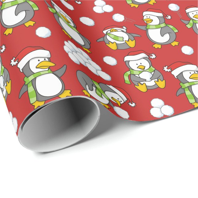 Julpenguins bakgrund presentpapper (Rullad Hörn)