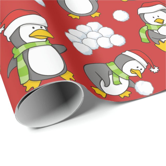 Julpenguins bakgrund presentpapper (Rullad Hörn)