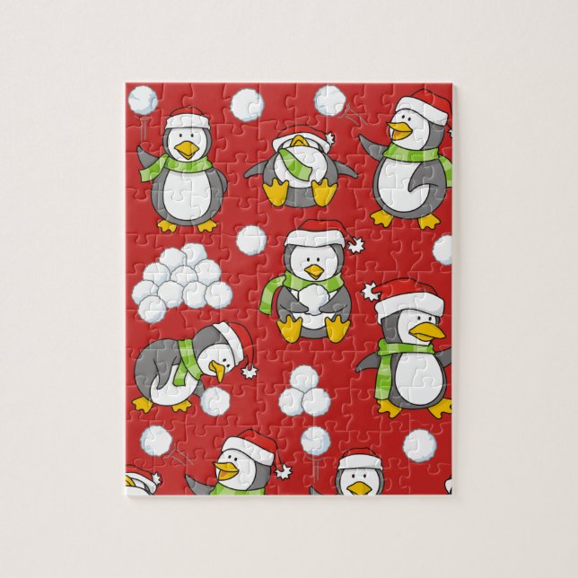 Julpenguins bakgrund pussel (Vertikal)