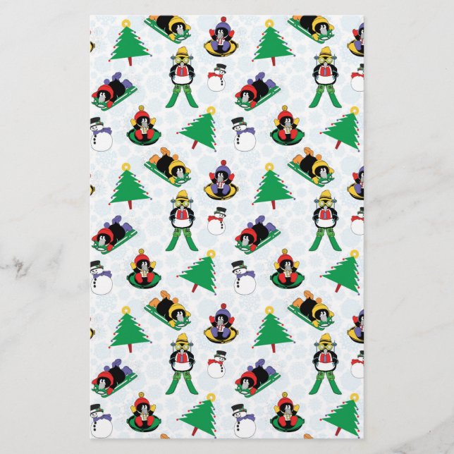 Julpenguinskidåkning Brevpapper (Framsida)