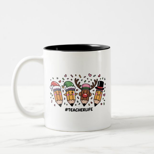 Julpennor för lärare Lärarliv God Jul  Två-Tonad Mugg (Vänster)