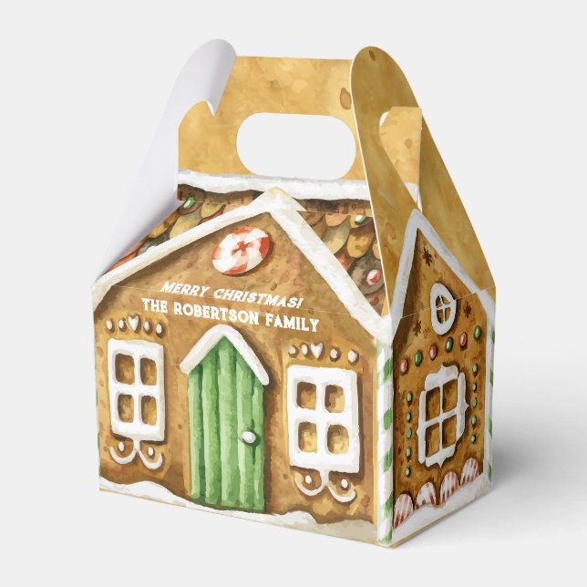 Julpepparkaka Hus Förmån Gavel Lådor Presentaskar (Framsidan Sidan)