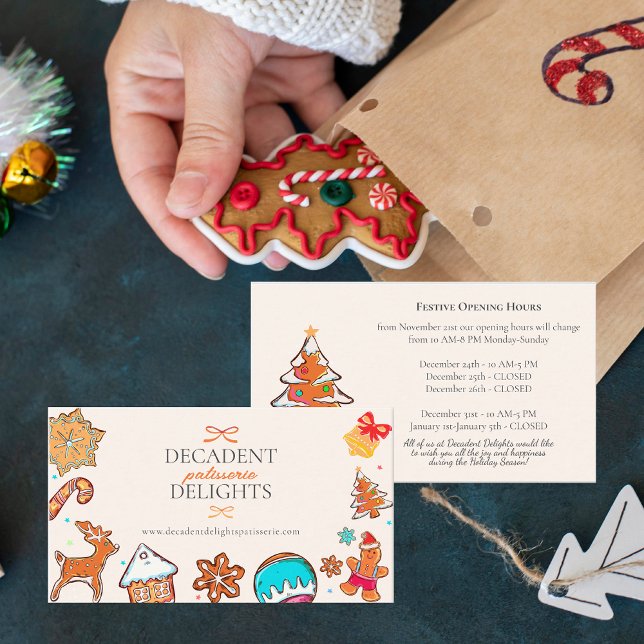 Julpepparkakor Bageri Öppettider Visitkort (Christmas Gingerbread Cookies Bakery Holiday Festive Opening Hours Business Card)