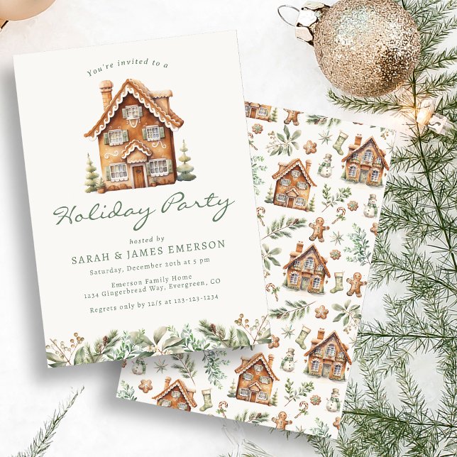 Julpepparkakor Festlig Inbjudan (Holiday Gingerbread Party Invitation
)