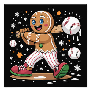 Julpepparkakor Man Sports Spelare Baseboll Fototryck