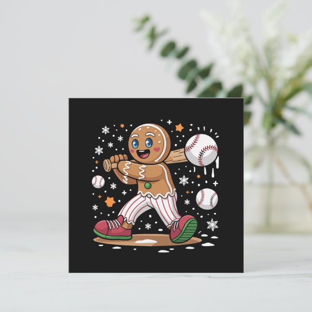 Julpepparkakor Man Sports Spelare Baseboll  Inbjudningar (Stående Fram)