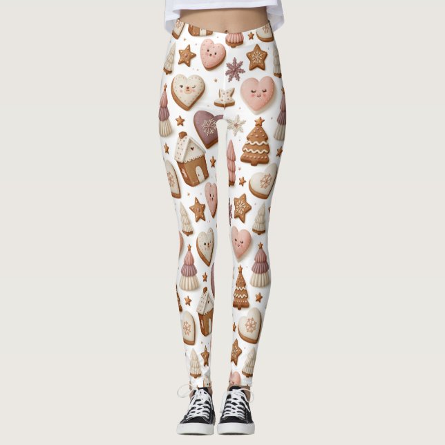 Julpepparkakor Mönster Leggings (Framsida)