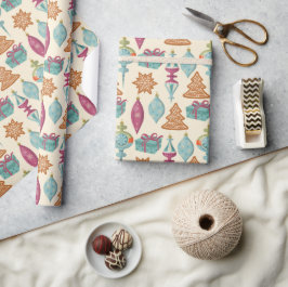 Julpepparkakor och dekorationer presentpapper