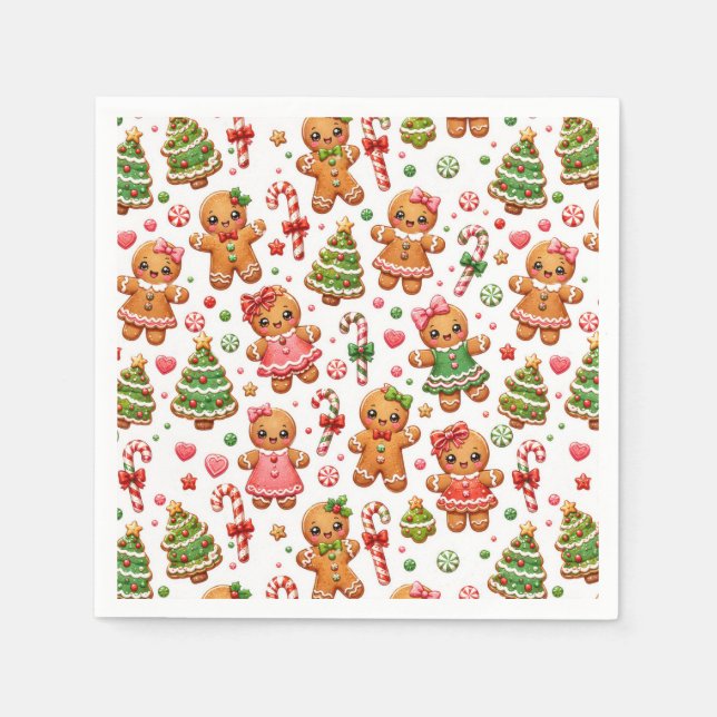 Julpepparkakor och godisstavar pappersservett (Framsidan)