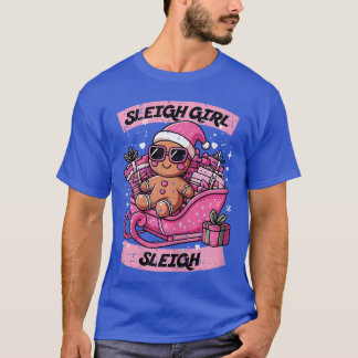 Julpepparkakor Rosa Släd Flick Xmas Tjejer T Shirt