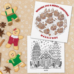 Julpepparkakorby med målarsida julkort