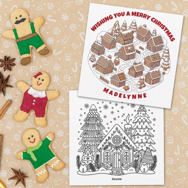 Julpepparkakorby med målarsida julkort (Skapare uppladdad)