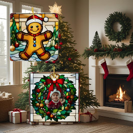 Julpepparkaksgubbe Falskt Glasmosaik Julgransprydnad Keramik