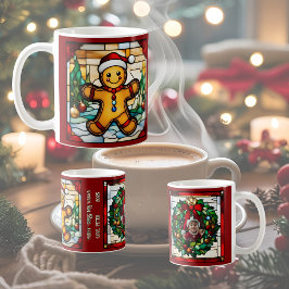 Julpepparkaksgubbe Falskt Glasmosaik Kaffemugg