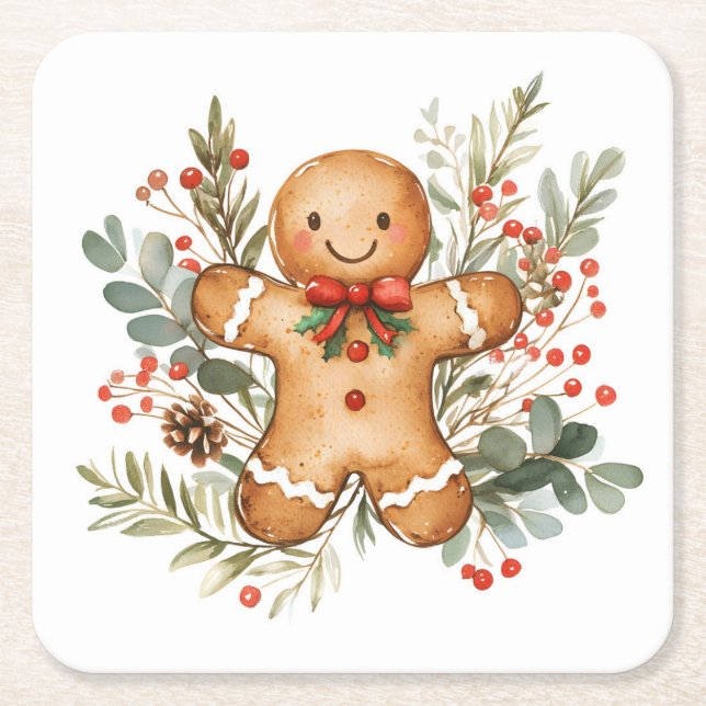 Julpepparkaksgubbe Underlägg Papper Kvadrat (Framsidan)