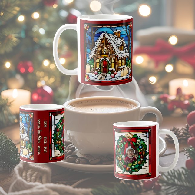 Julpepparkakshus Falskt Glasmosaik Kaffemugg (Skapare uppladdad)