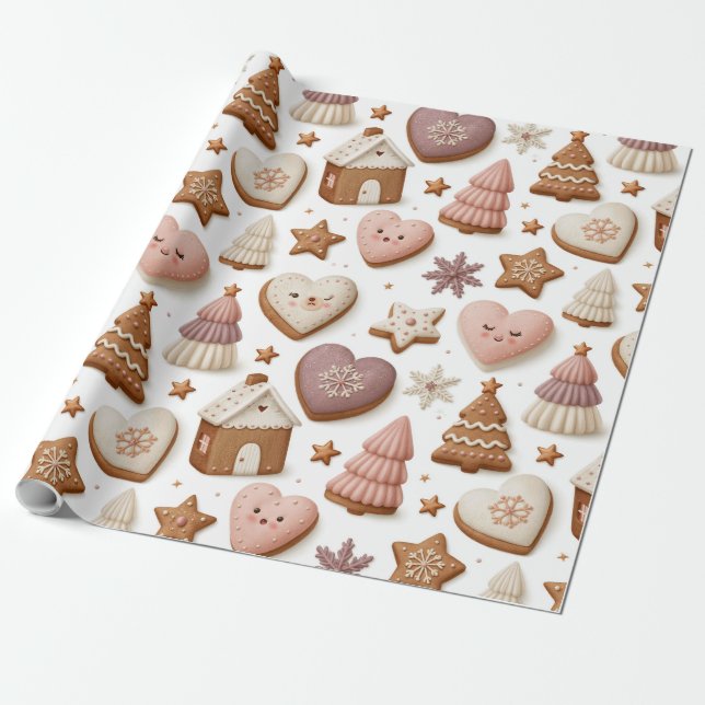 Julpepparkaksmönster Presentpapper (Utrullad)