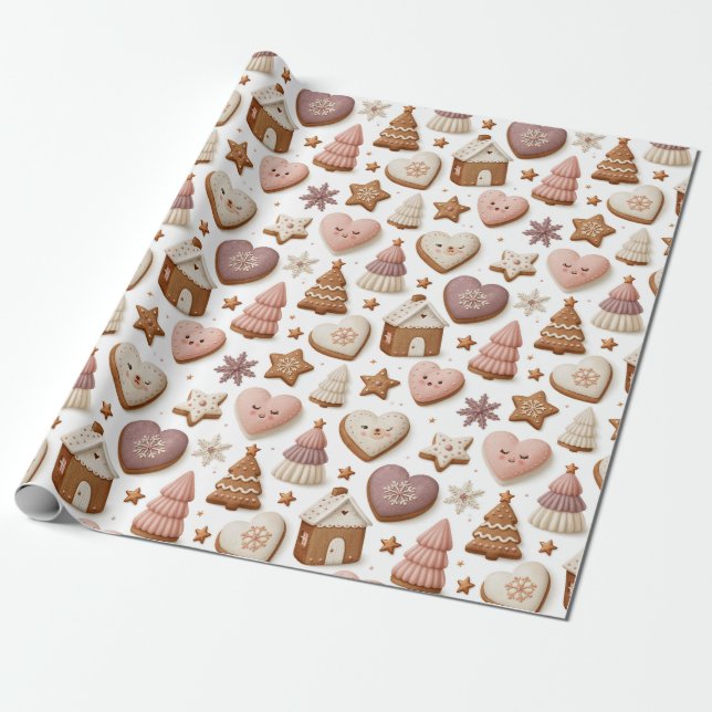 Julpepparkaksmönster Presentpapper (Utrullad)