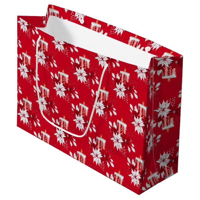 Julpepparmynta | Ljus Poinsettia Mönster (Framsidan Vinklad)
