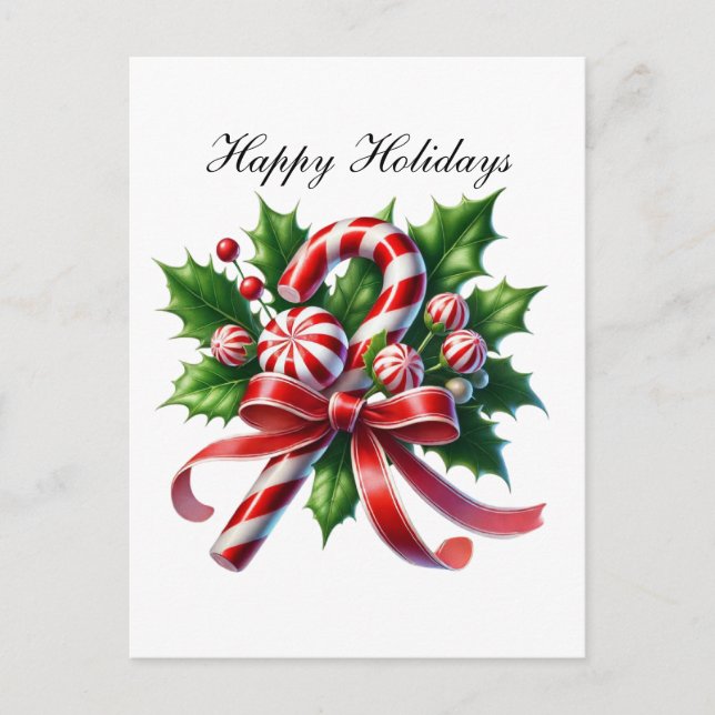 Julpepparmyntgodis festive Anpassade Helg Vykort (Framsida)