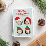 Julpersonal Fyra fotofunna Helgdag-kort Julkort<br><div class="desc">Skicka ut ett ljusartigt kort och ett kort för roligt helgdag i år som gör att dina familjefoton fokuseras med ansikte i en hål-stil-tomt och elfthatt. Om du vill att dina foton ska passa i utrymmet måste du klicka på den blå knappen "Anpassa den!" och plocka fotot som du vill...</div>