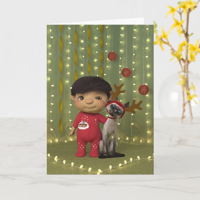 Julpett Friend Kort (Gul blomma)