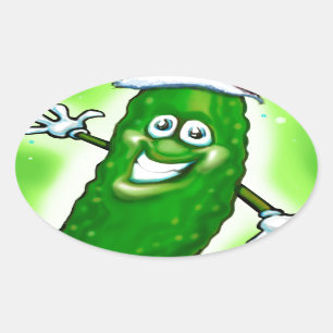 Julpickle Ovalt Klistermärke