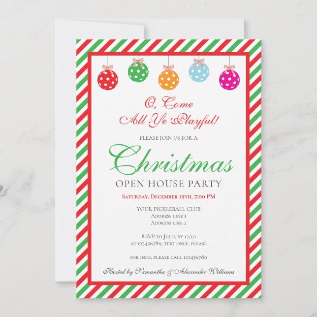 Julpickleball Klubb Open House Party Inbjudningar (Framsida)