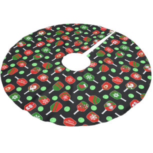 Julpickleball Red Grönt Paddles Bollar Black Julgransmatta Borstad Polyester