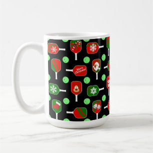 Julpickleball Red Grönt Paddles Bollar Black Kaffemugg