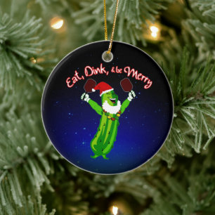 Julpickleball Santa Hat Pickle Julgransprydnad Keramik